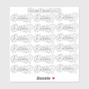 Black and White Birthday Stickers