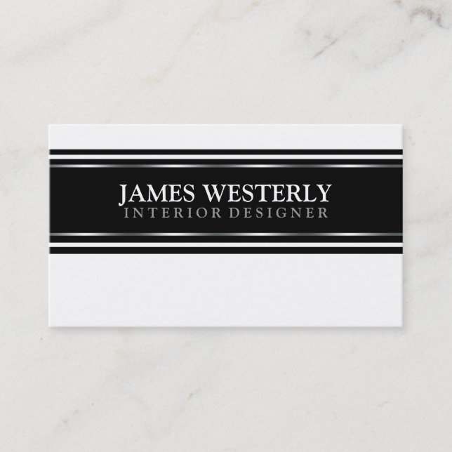 Black And White Biz Cards For Interior Designers | (Front)