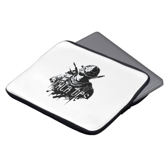 Black and White Black Ops Laptop Sleeve (Front Top)