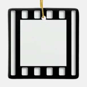 Black and White Blank Cinema Movie Frame Template Ceramic Ornament