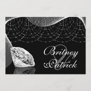 Black and White Bling Diamond Wedding Invitations