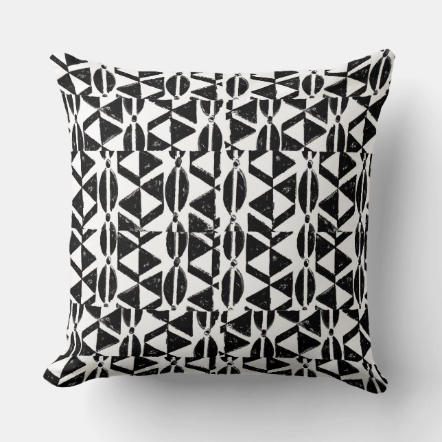 Black and White Block Print Cushion (Front)