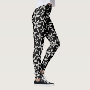 Black and White Bloom Spring Leggings