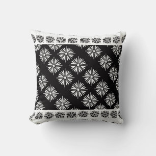 Black And White Blossoms Cushion
