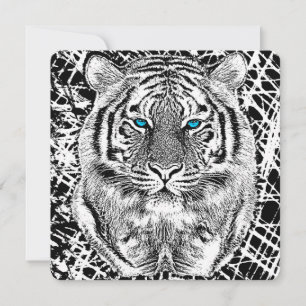 Black And White Blue Eyes Tiger Graphic