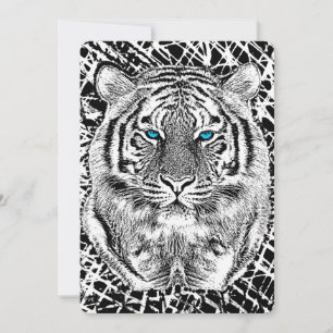 Black And White Blue Eyes Tiger Graphic