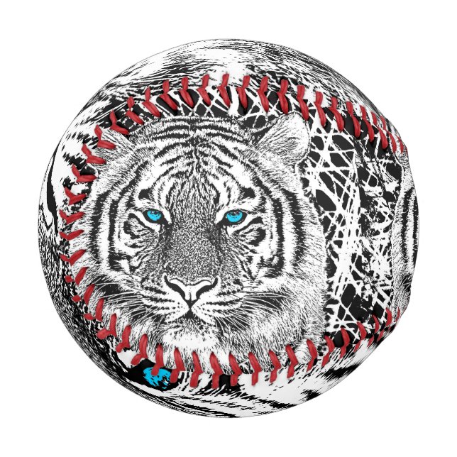 Black And White Blue Eyes Tiger Graphic Baseball (Back Right)