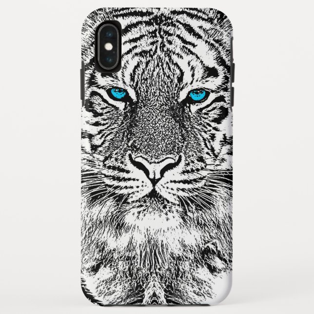 Black And White Blue Eyes Tiger Graphic Case-Mate iPhone Case (Back)