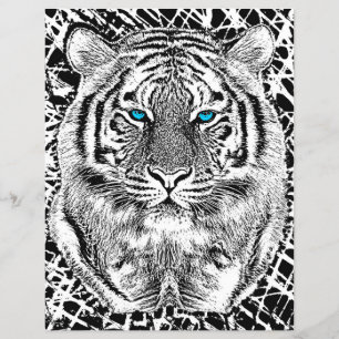 Black And White Blue Eyes Tiger Graphic Flyer