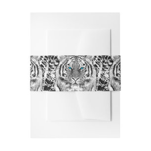 Black And White Blue Eyes Tiger Graphic Invitation Belly Band