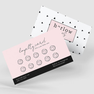Black and White Blush Pink Loyalty Card