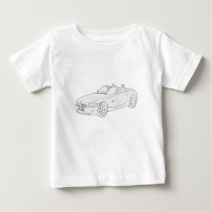 Black and White BMW-Z4 Pencil Style Drawing Baby T-Shirt