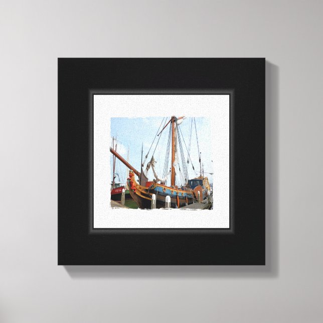 Black And White Boat Canvas Print (Front)
