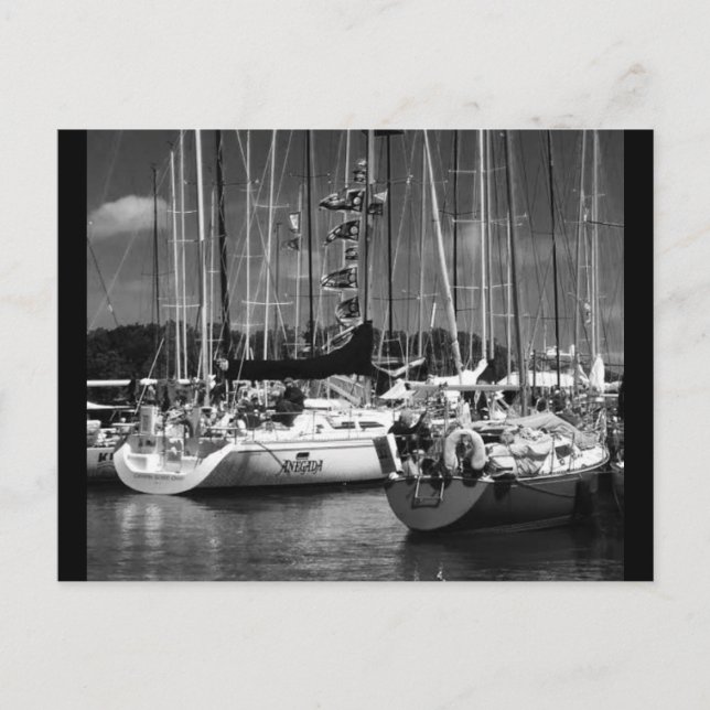 Black and White Boat photography postcard (Front)
