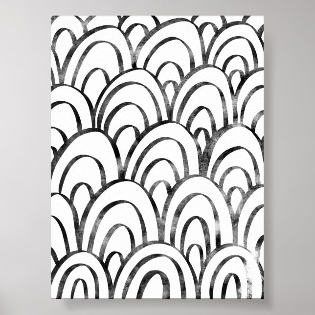 Black and White Boho Abstract Rainbow Wall Art (Front)