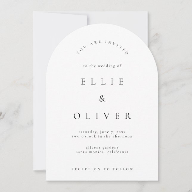 Black and White Boho Arch Modern Wedding Invitation (Front)