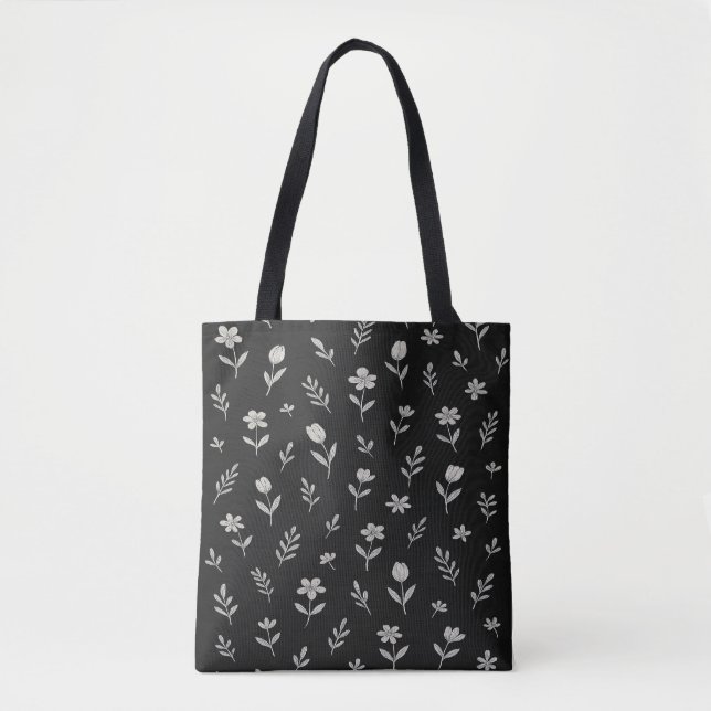 Black and White Boho Design Tote Bag (Front)