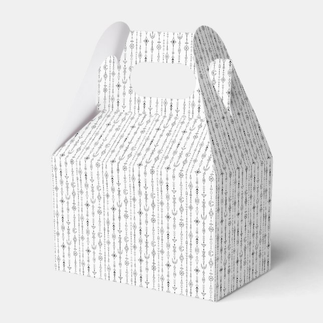 Black and white boho doodle abstract pattern favour box (Front Side)
