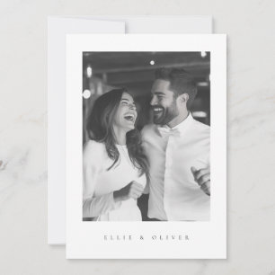 Black and White Boho Photo Wedding Modern Invitation