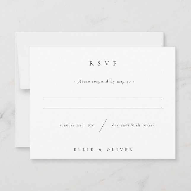 Black and White Boho Photo Wedding Modern RSVP Card (Front)