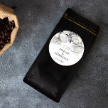 Black and white boho wedding favour thank you classic round sticker<br><div class="desc">Black and white boho peony flowers pampas grass elegant wedding thank you favour stickers</div>