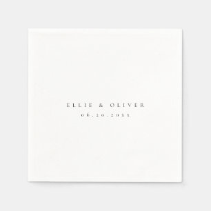 Black and White Boho Wedding Modern Cocktail Napkin