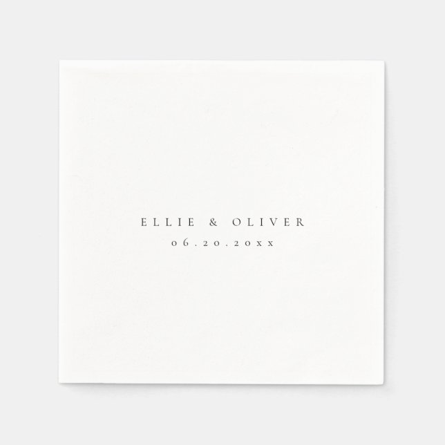 Black and White Boho Wedding Modern Cocktail Napkin (Front)