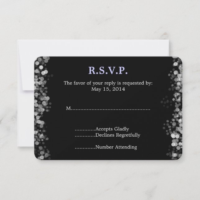 Black and White Bokeh Wedding RSVP (Front)
