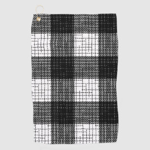 Black and White Bold Checkered Plaid Design Golf Towel