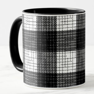 Black and White Bold Checkered Plaid Design Mug