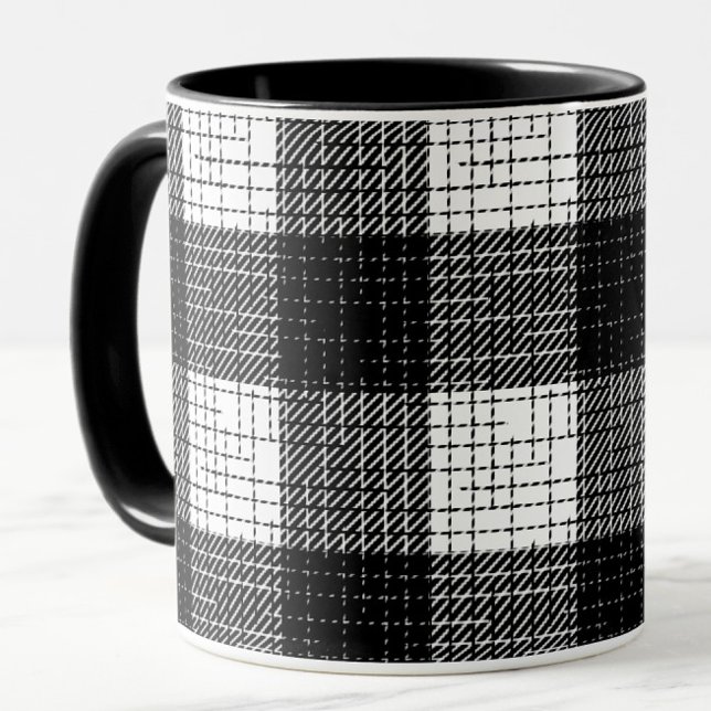 Black and White Bold Checkered Plaid Design  Mug (Creator Uploaded)