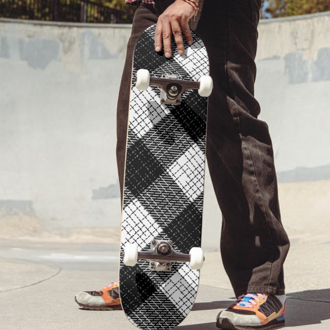 Black and White Bold Checkered Plaid Design  Skateboard (Creator Uploaded)
