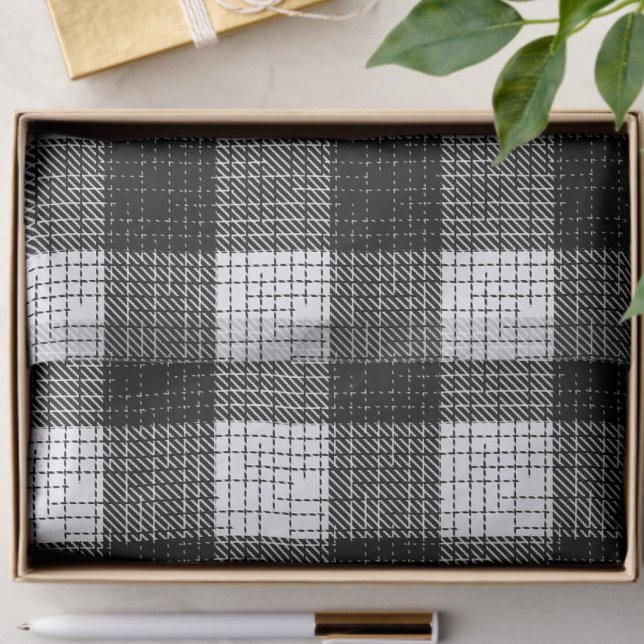 Black and White Bold Checkered Plaid Design  Tissue Paper (Creator Uploaded)