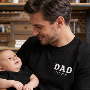 Black And White Bold Dad Established T-Shirt