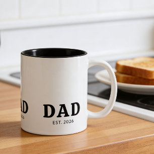 Black And White Bold Dad Established Two-Tone Coffee Mug