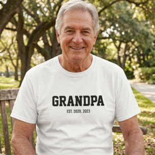 Black And White Bold Grandpa Established T-Shirt