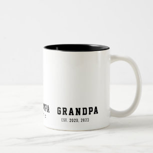 Black And White Bold Grandpa Established Two-Tone Coffee Mug