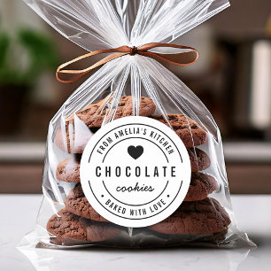 Black and White Bold Heart Baked with Love Classic Round Sticker