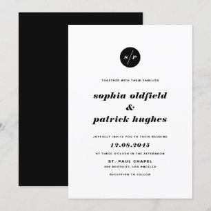 Black and White Bold Italic Typography Wedding Invitation