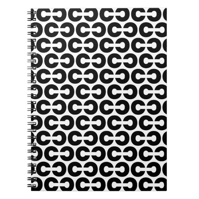 Black and White Bold Letter C Pattern Alphabet Notebook (Front)