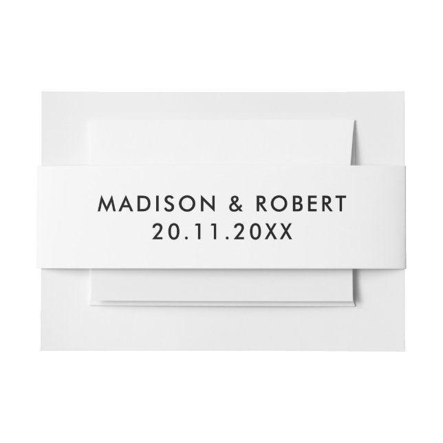 Black and White Bold Minimalist Modern Wedding Invitation Belly Band (Front Example)