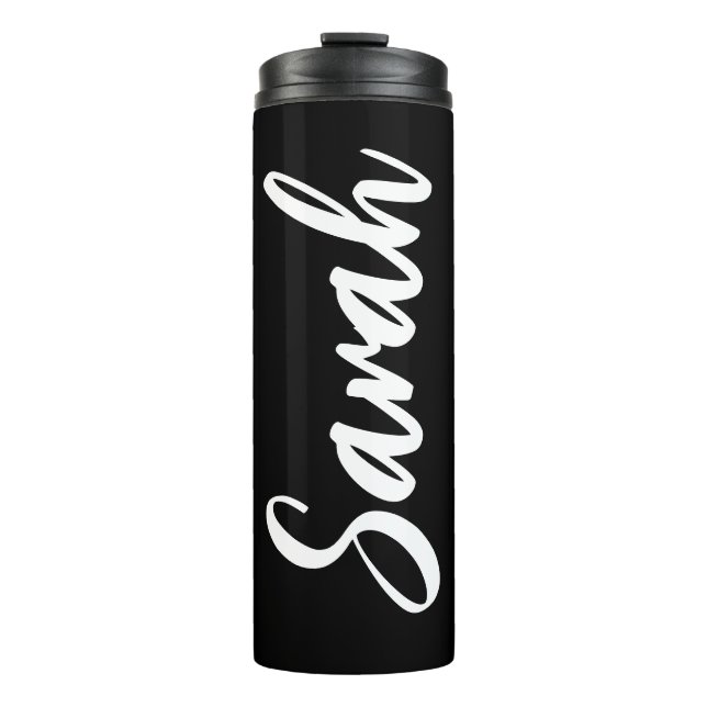 Black and White Bold Personalised Thermal Tumbler (Front)