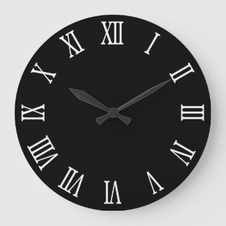 Black and White Bold Roman Numerals Large Clock