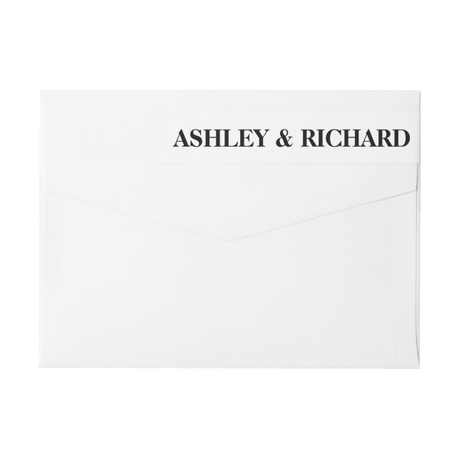 Black and white bold typography wedding wrap around label (Back)