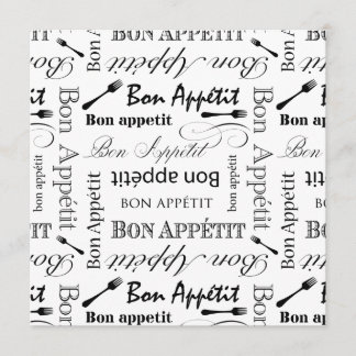 Black and White Bon Appetit Vintage French Bistro Invitation