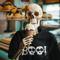 Black and White Bony Skull Boo