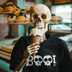 Black and White Bony Skull Boo Tri-Blend Shirt