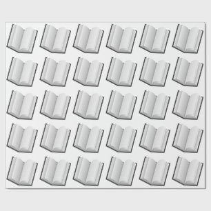 BLACK AND WHITE BOOK MOTIF ILLUSTRATION WRAPPING PAPER