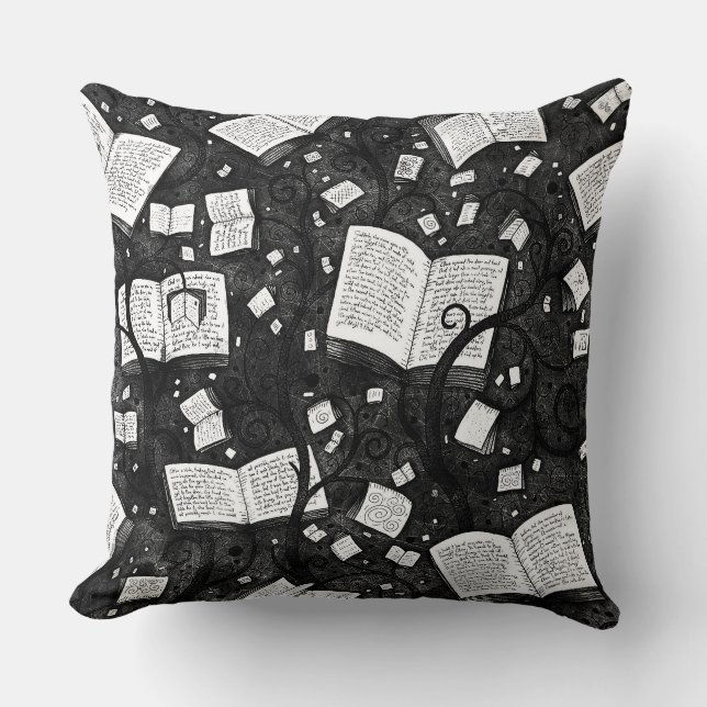 Black And White Books Background Cushion (Front)