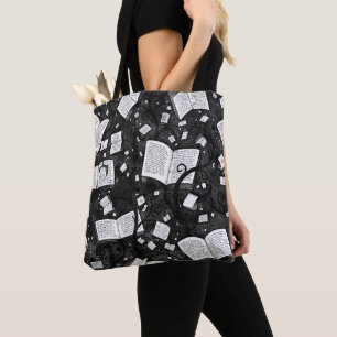 Black And White Books Background Tote Bag
